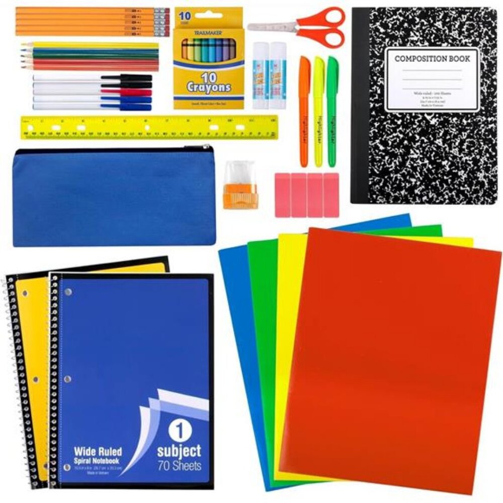 Trail maker 45 Piece School Supply Kit Grades K-12 - School Essentials Includes